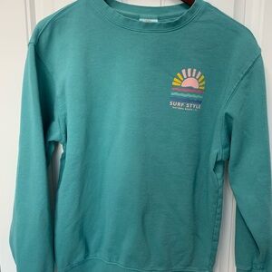 Surf Style Daytona beach Teal Crew Neck Sweater